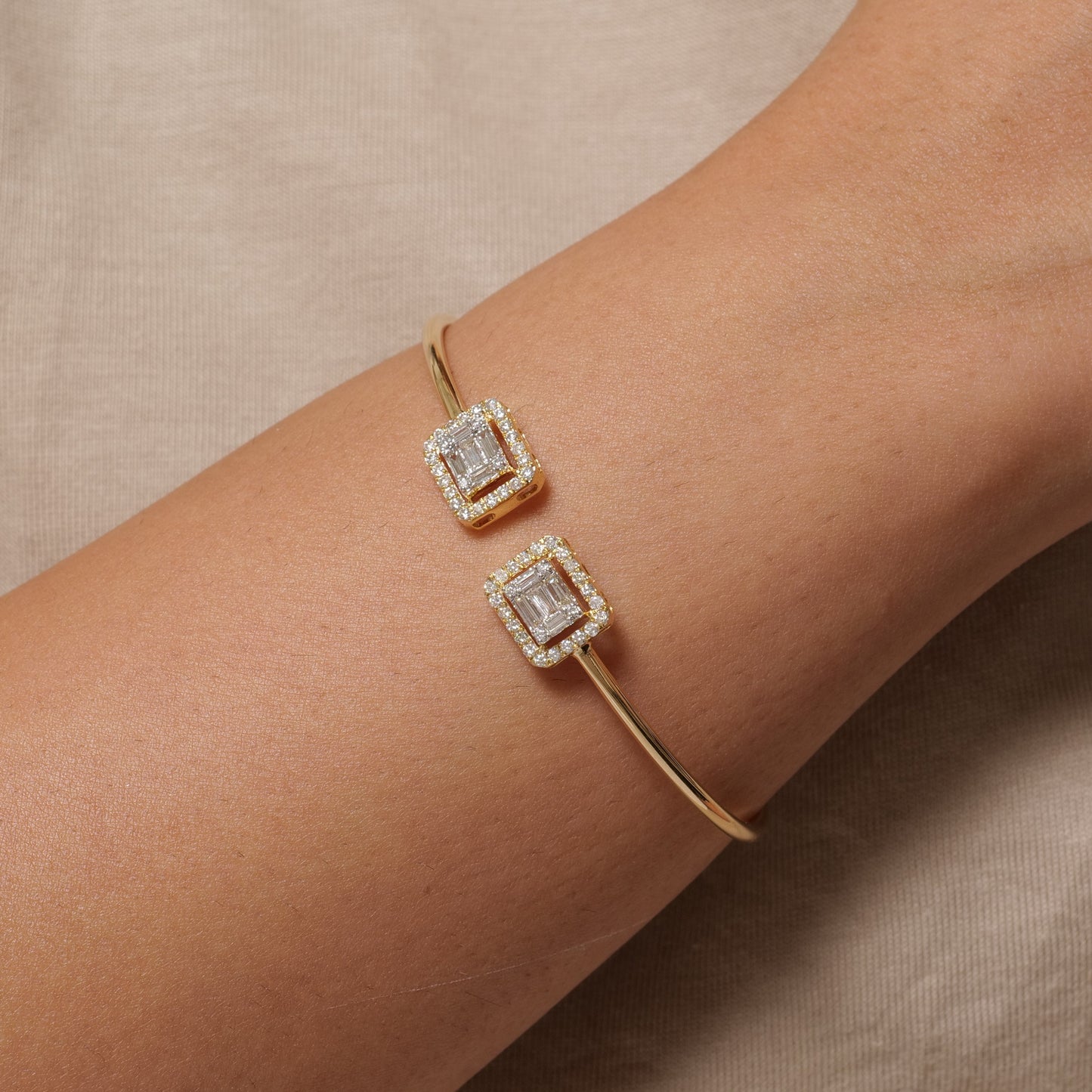 Baguette Diamond Open Cuff Bracelet