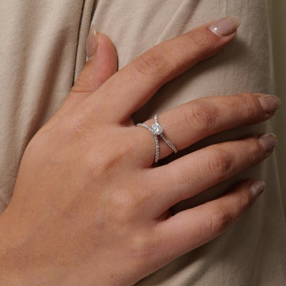 Crossover Solitaire Diamond Ring