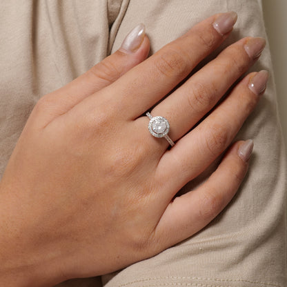 Round Halo Solitaire Diamond Ring