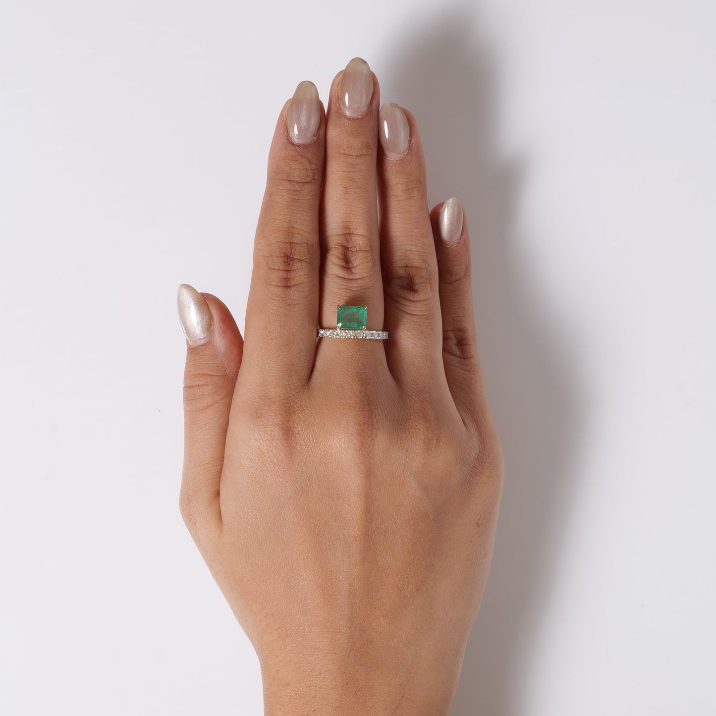 Natural Emerald Diamond Band Ring