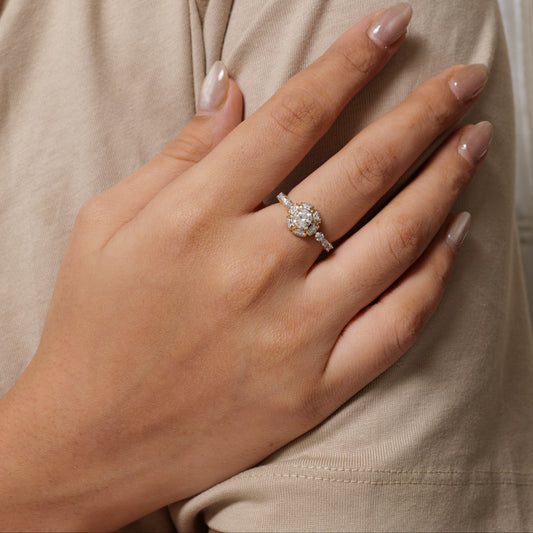 Sunburst Halo Diamond Ring