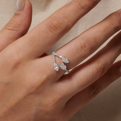 Three Natural Diamond Bypass Ring