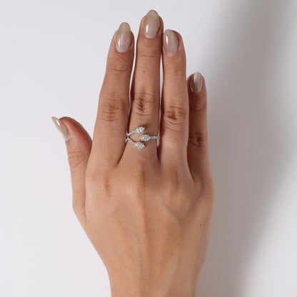 Three Natural Diamond Bypass Ring