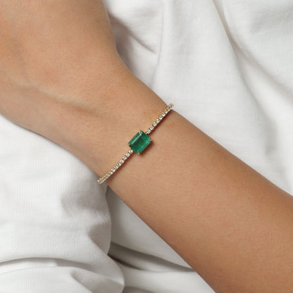 Emerald Diamond Tennis Chain Bracelet