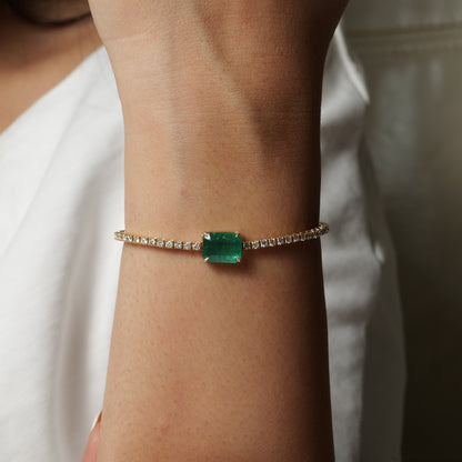 Emerald Diamond Tennis Chain Bracelet