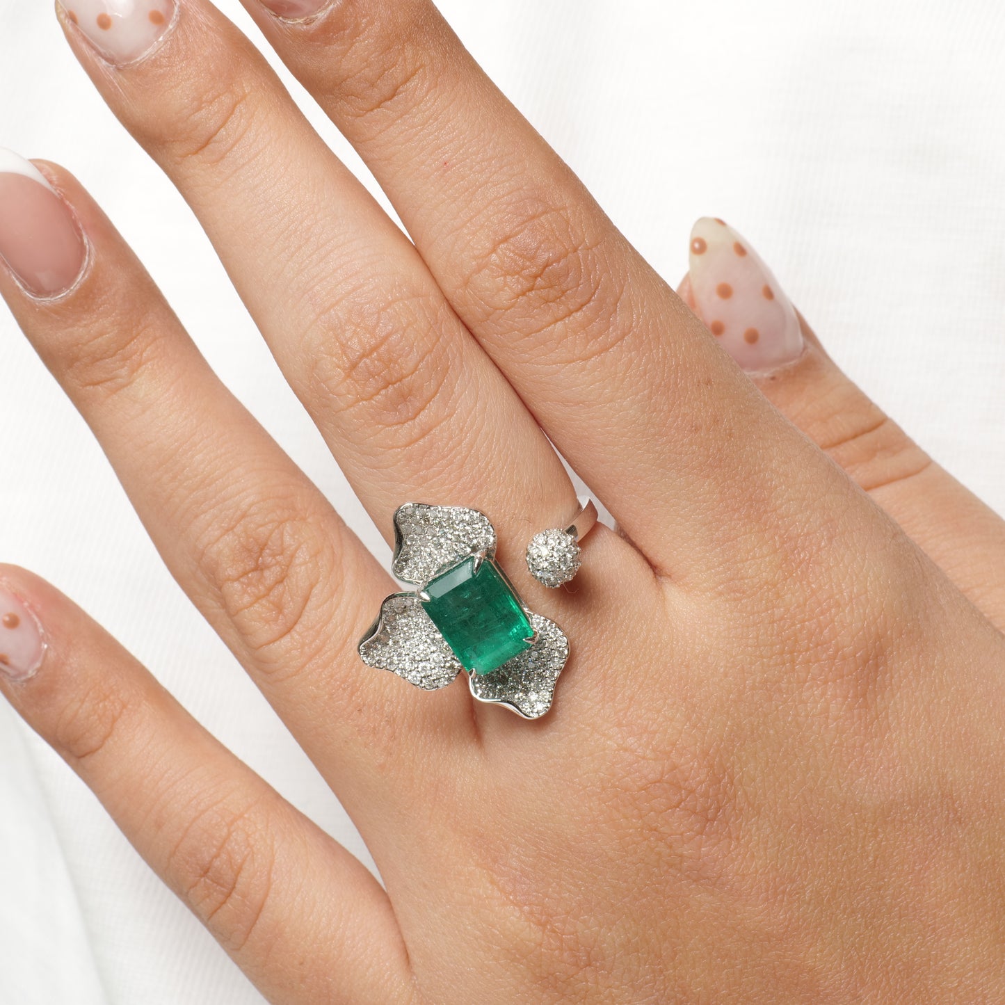 Floral Cluster Emerald Ring