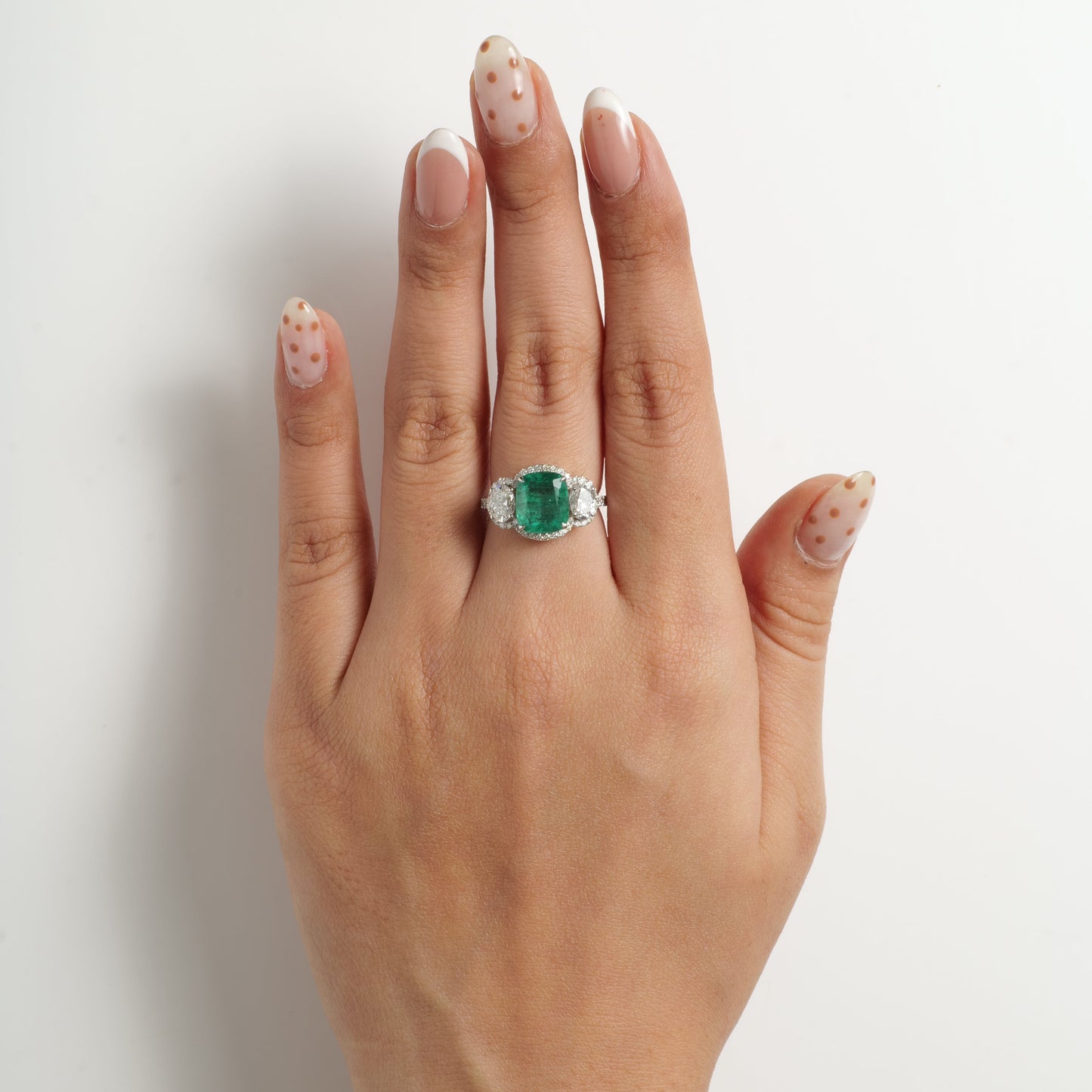 Cushion Cut Emerald Diamond Ring