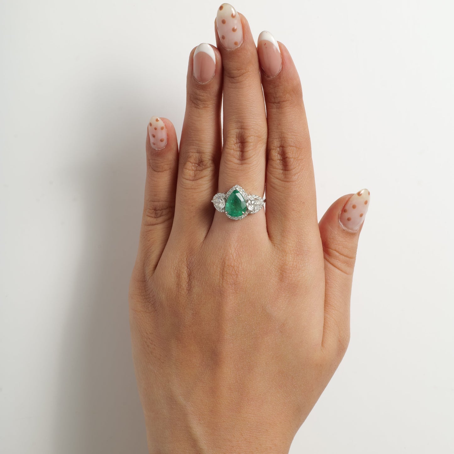 Emerald Diamond Three Stone Ring