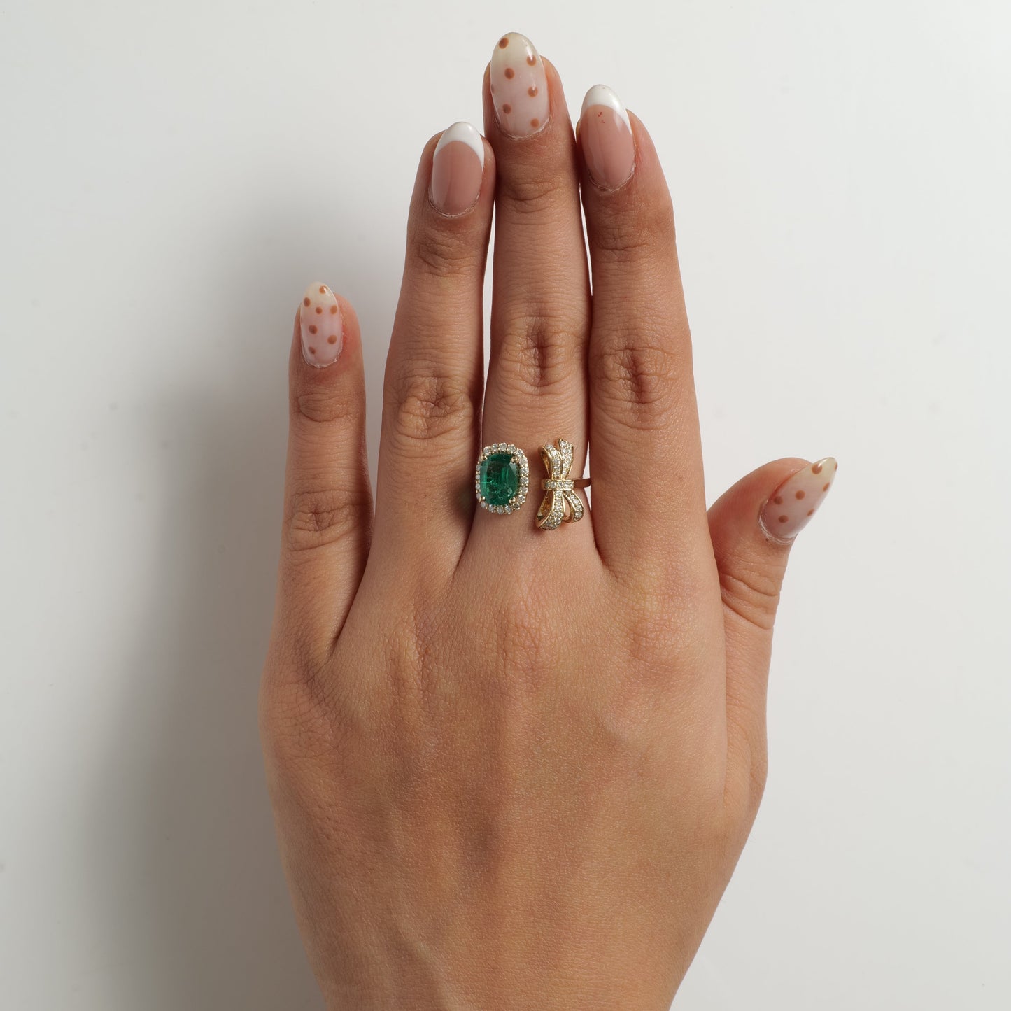 Emerald Diamond Bow Ring
