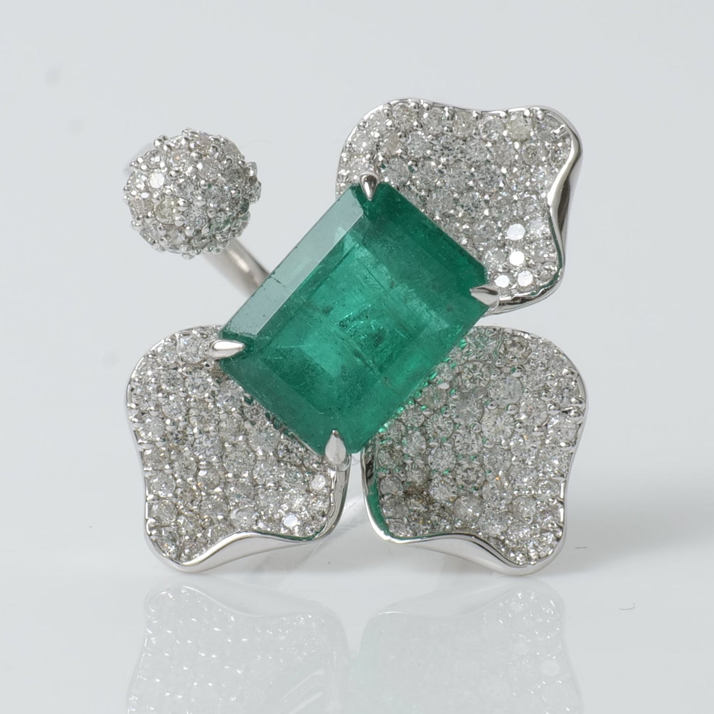 Floral Cluster Emerald Ring