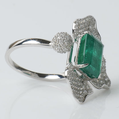 Floral Cluster Emerald Ring