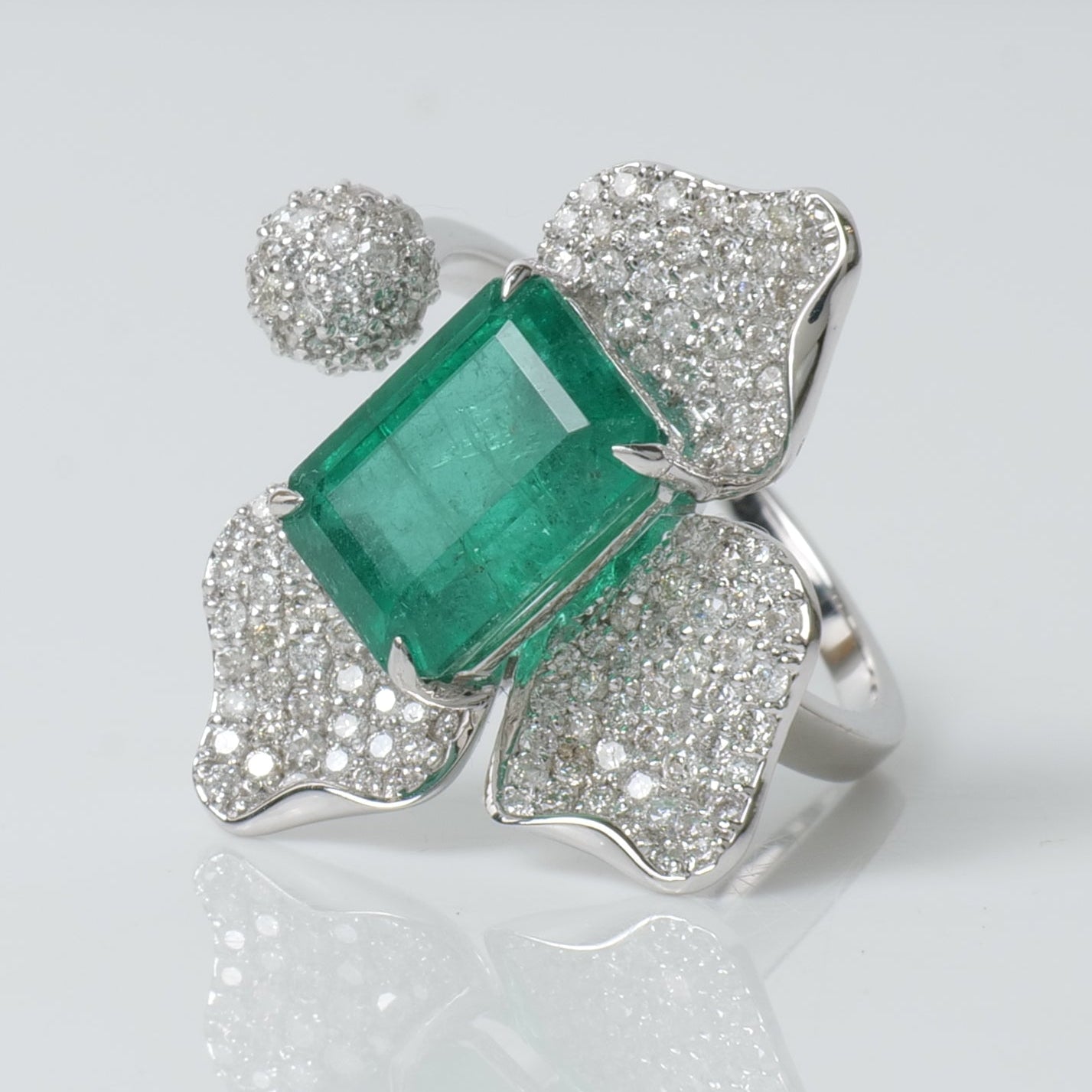 Floral Cluster Emerald Ring