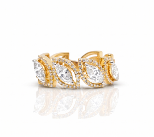 Marquise Leaves Natural Diamond Band Ring