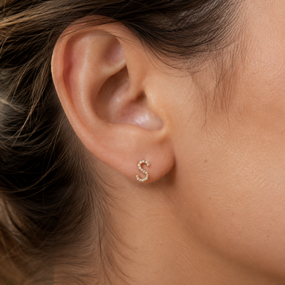 S-Initial Stud Earrings