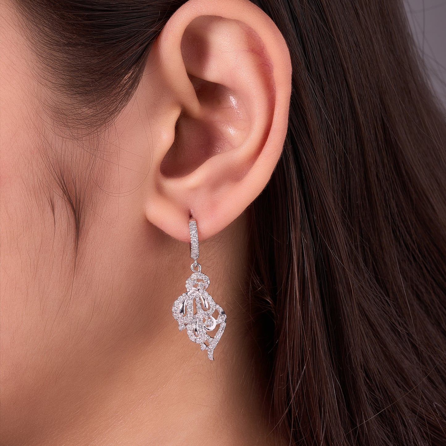 Floral Diamond Drop Earrings