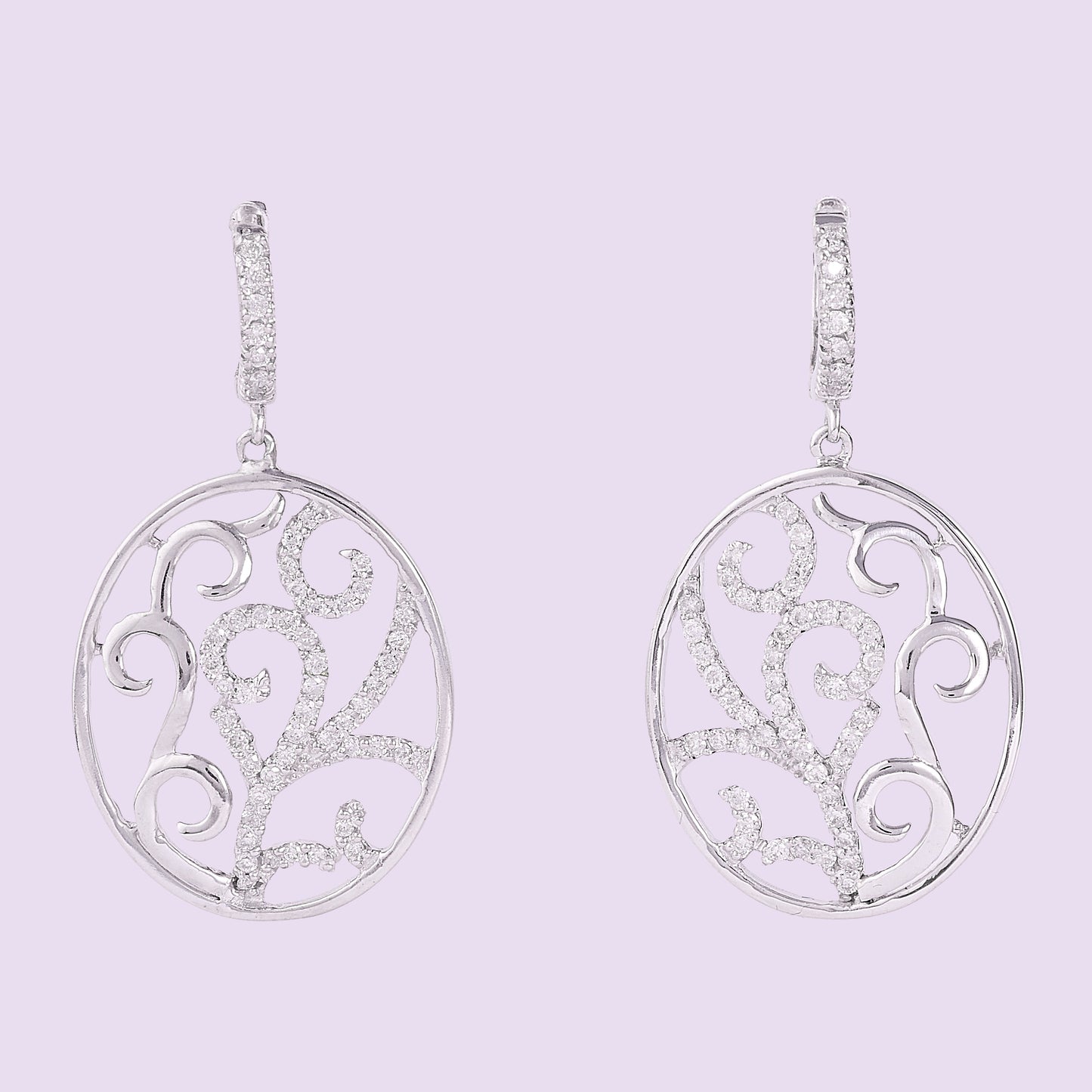 Filigree Natural Diamond Hoop Earrings