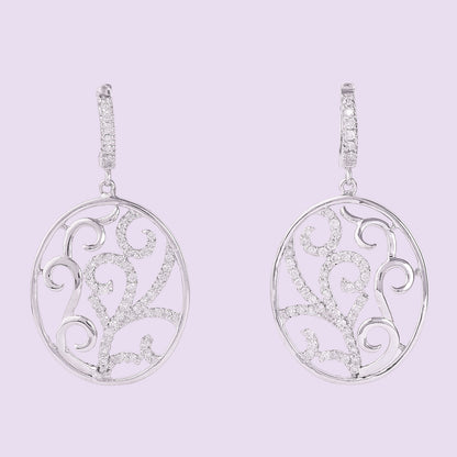 Filigree Natural Diamond Hoop Earrings