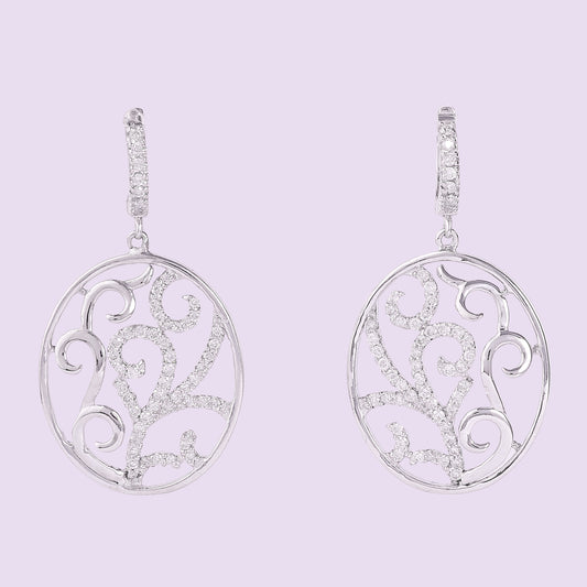 Filigree Natural Diamond Hoop Earrings