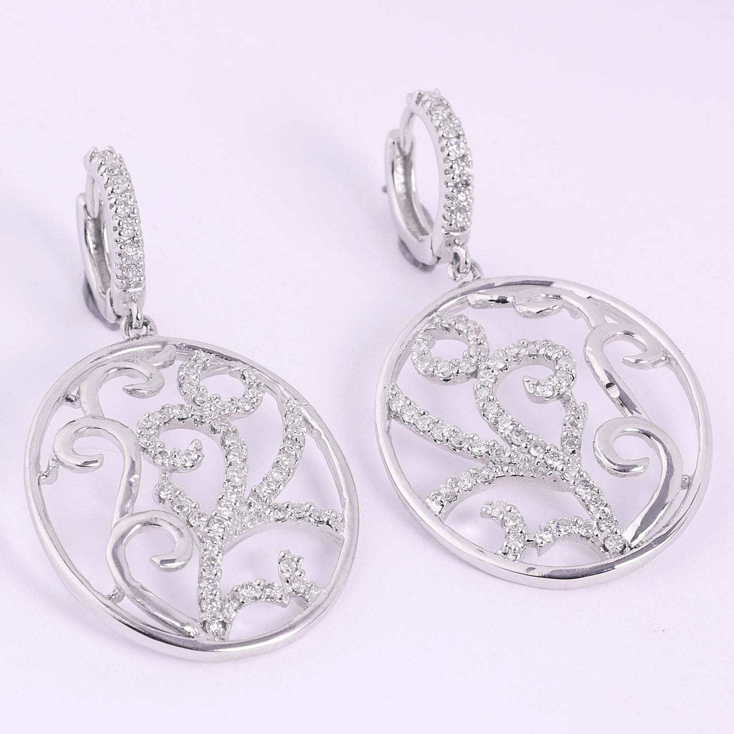 Filigree Natural Diamond Hoop Earrings