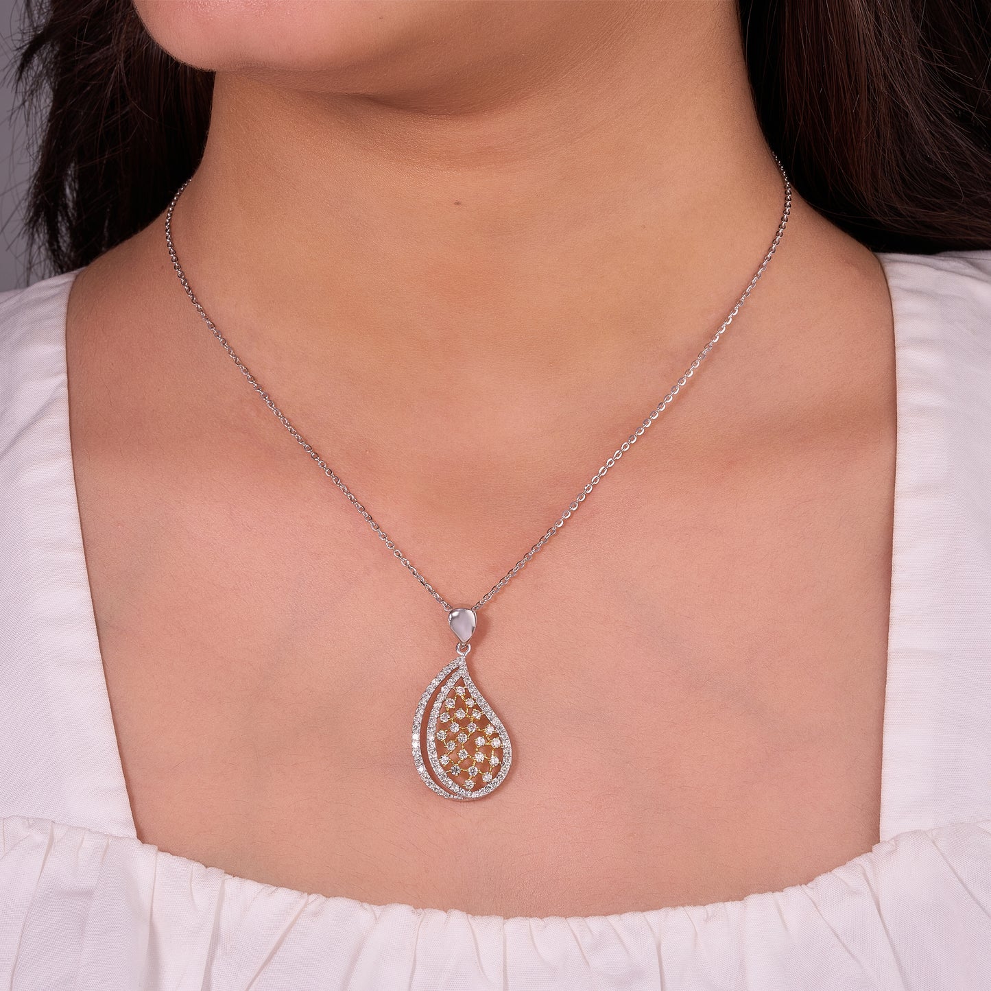 Teardrop Natural Diamond Pendant