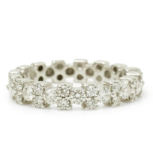 Round Cluster Natural Diamond Half Eternity Ring in 14K Gold