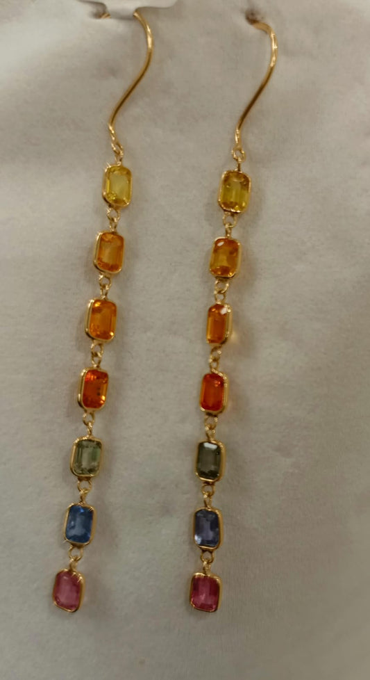 Multi Gemstone Drop Earrings