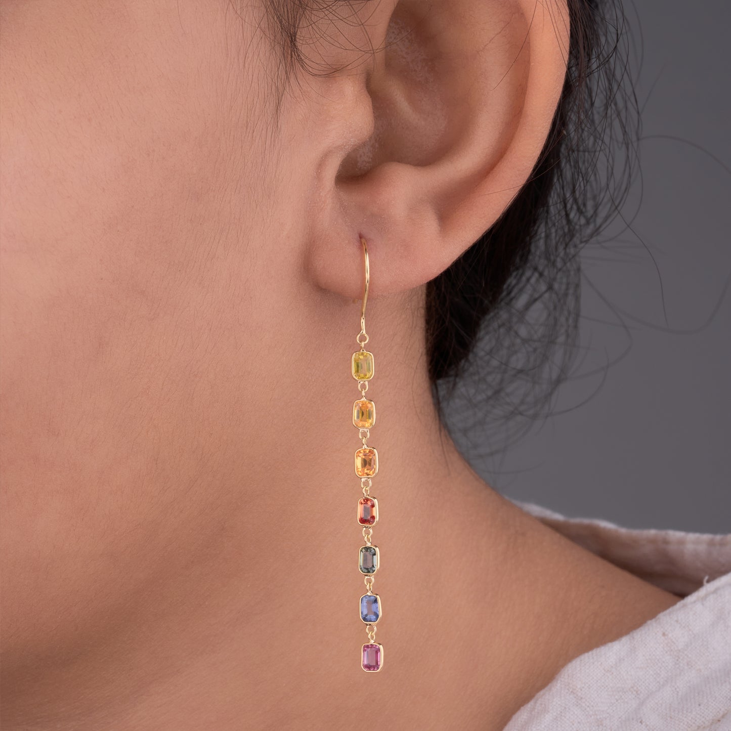 Multi Gemstone Drop Earrings