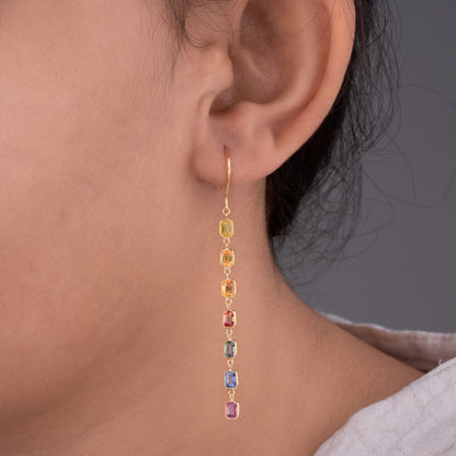 Multi Gemstone Drop Earrings