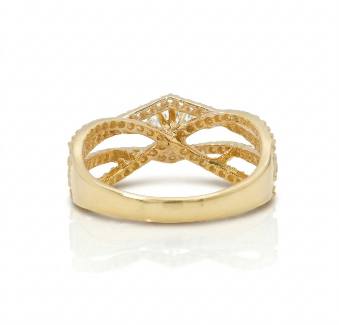 Criss Cross Solitaire Natural Diamonds Engagement Ring