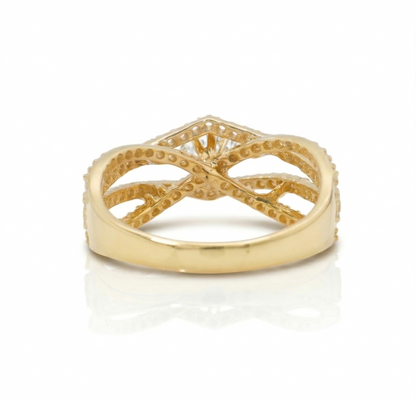 Criss Cross Solitaire Natural Diamonds Engagement Ring
