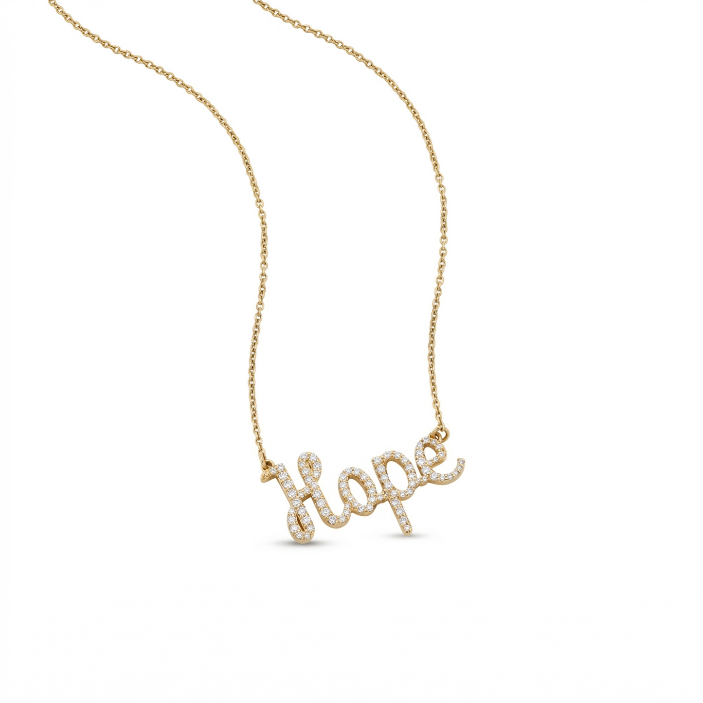 Hope Word Diamond Pendant Necklace