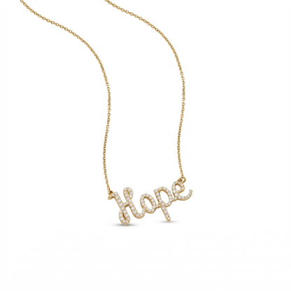 Hope Word Diamond Pendant Necklace