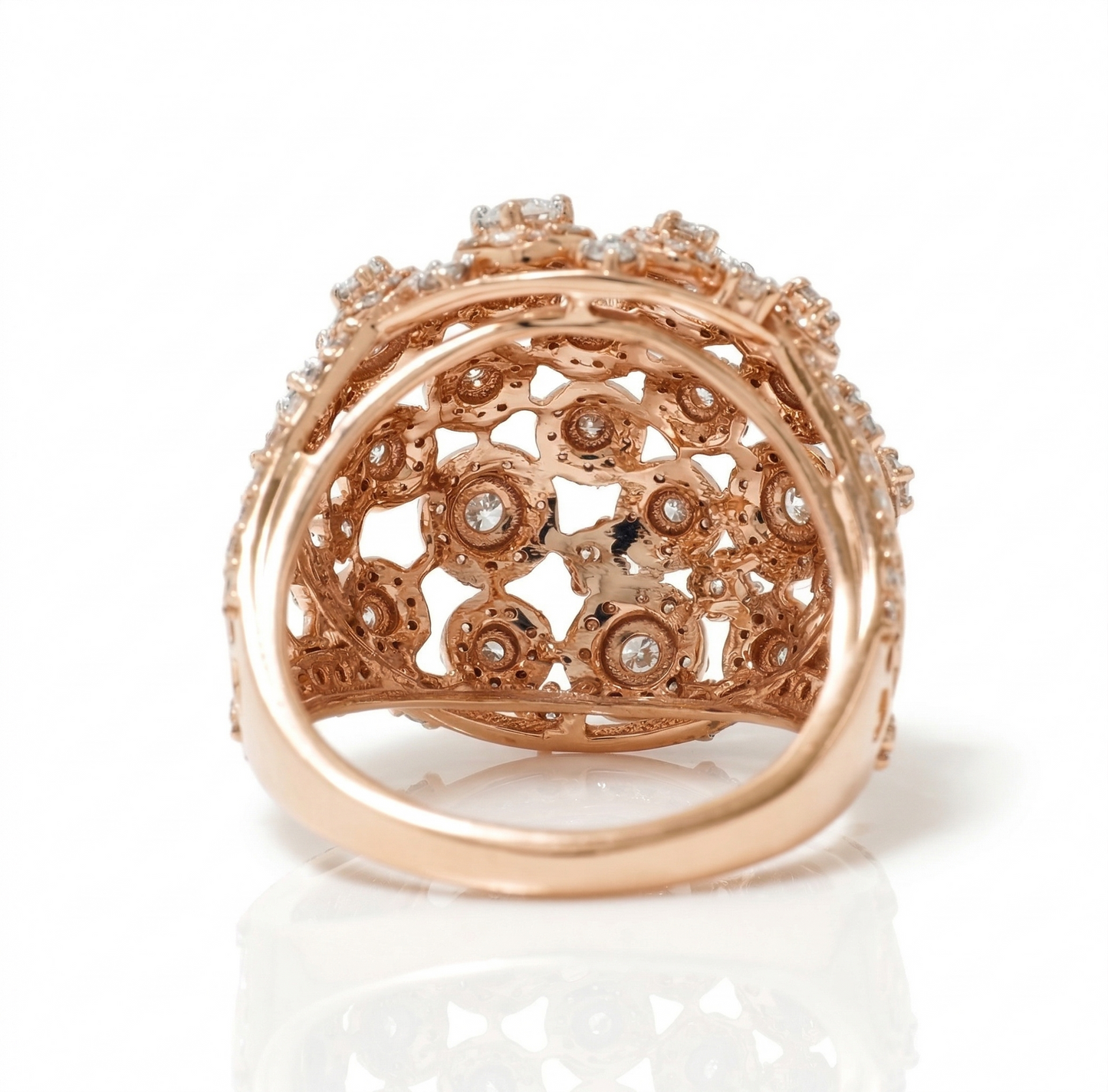 Floral Dome Natural Diamond Honeycomb Ring