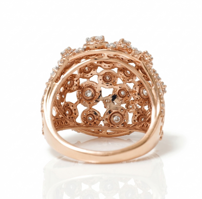 Floral Dome Natural Diamond Honeycomb Ring