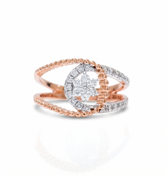 Floral Gold Diamond Ring