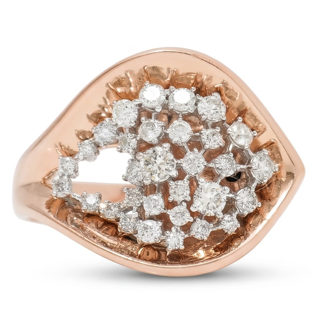 Leaf Cluster Natural Diamond Ring