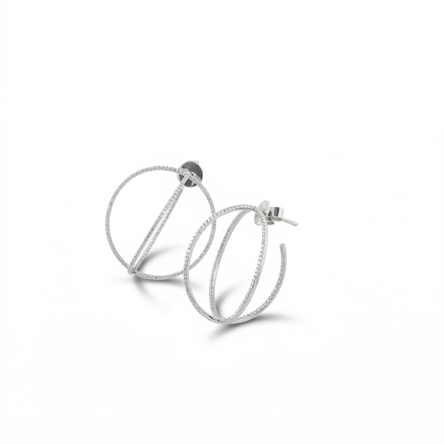 Crossover Natural Diamond Hoop Earrings