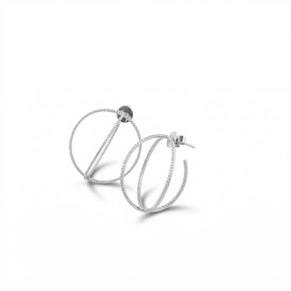 Crossover Natural Diamond Hoop Earrings
