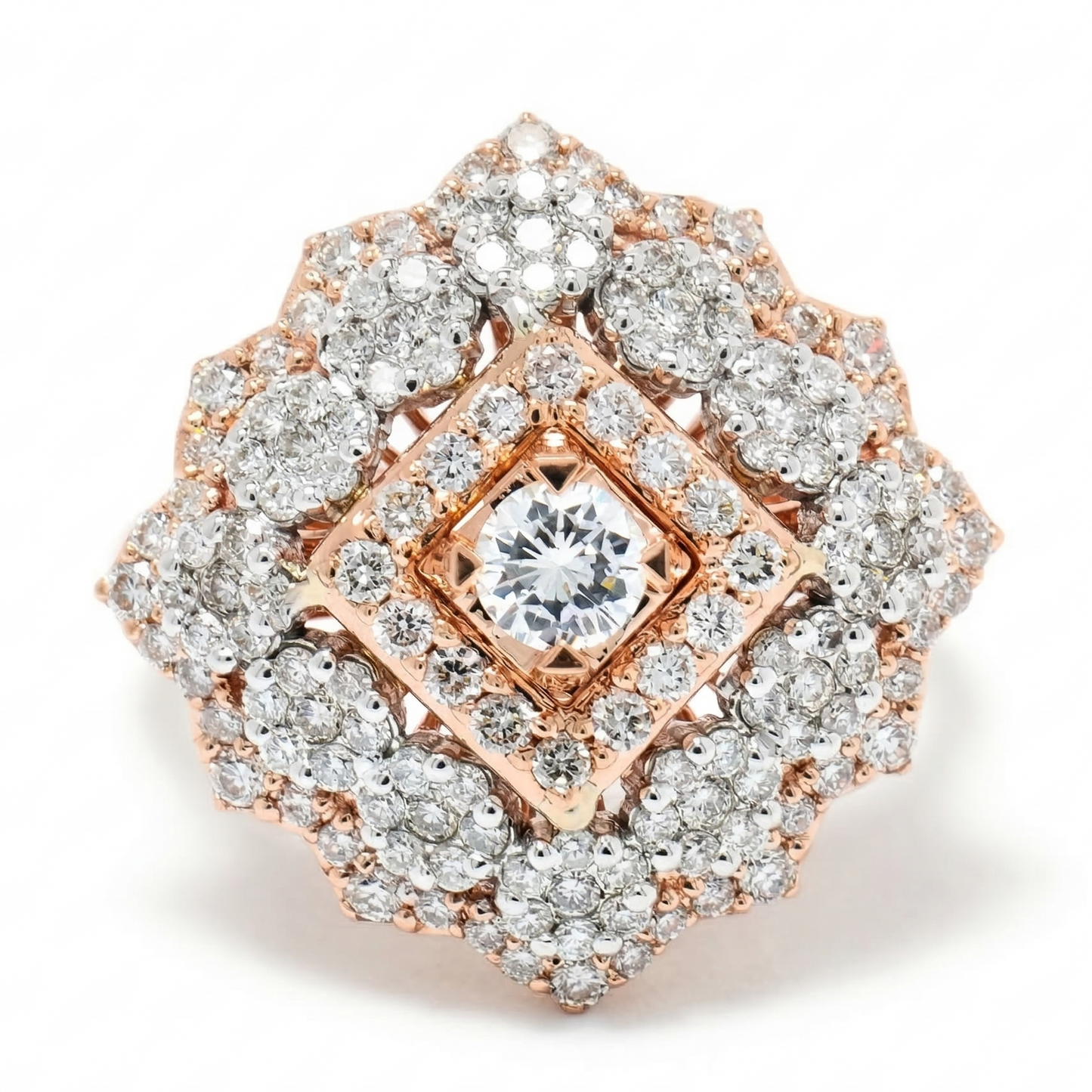 Floral Cluster Halo Natural Diamond Ring