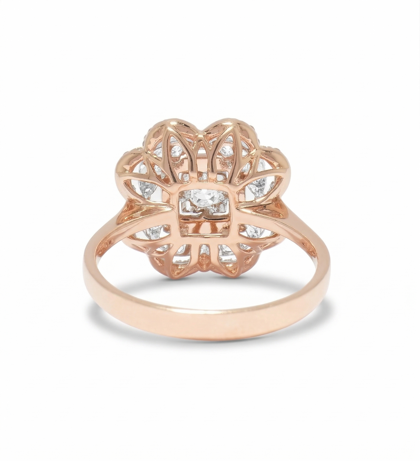 Square Floral Natural Diamond Ring