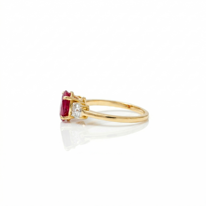 Oval Ruby Natural Diamond Ring