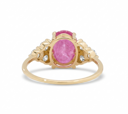 Oval Ruby Cluster Diamond Ring