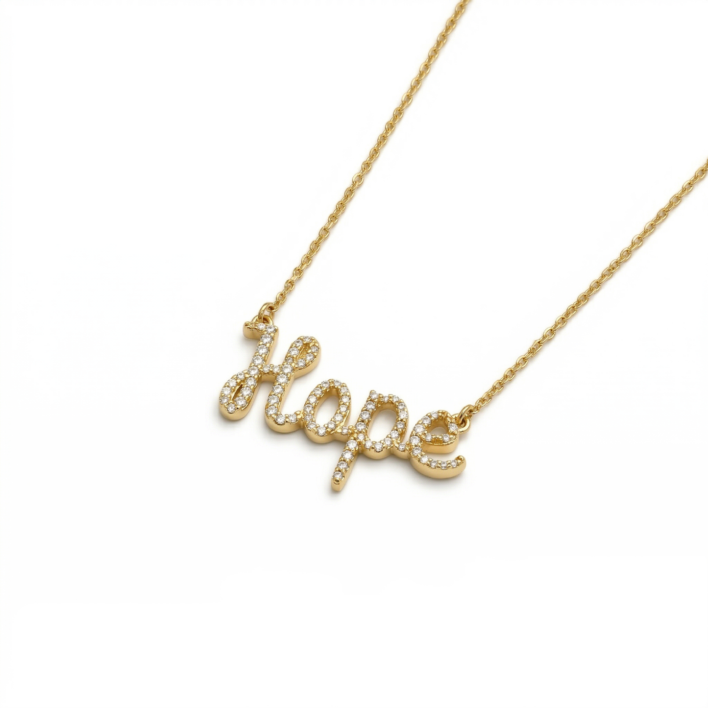 Hope Word Diamond Pendant Necklace