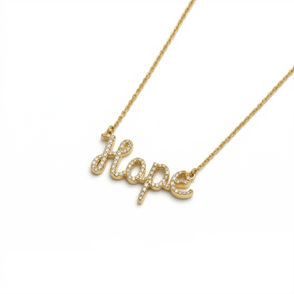 Hope Word Diamond Pendant Necklace