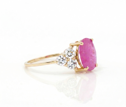 Oval Ruby Cluster Diamond Ring
