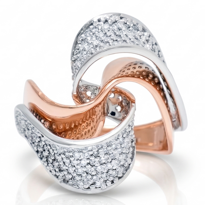 Wave Crossover Diamond Ring