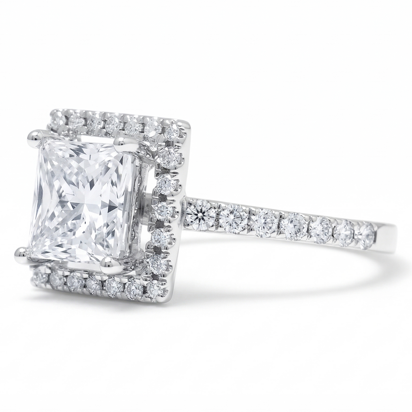 Princess Halo Solitaire Diamond Ring