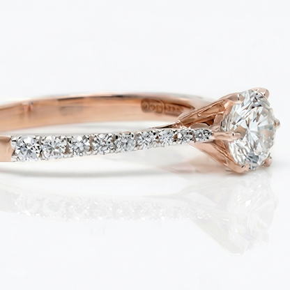 Round Solitaire Natural Diamond Wedding Band Ring