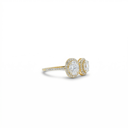 Twin Oval Halo Diamond Ring