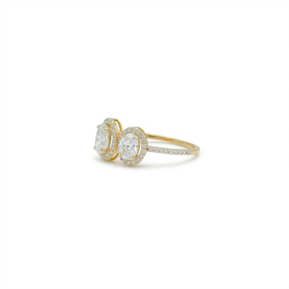 Twin Oval Halo Diamond Ring